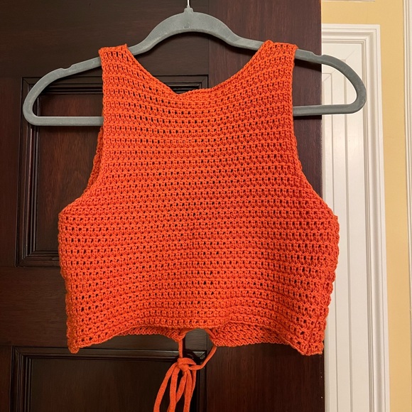 BRAND NEW NWT Bobbles & Lace Orange Crochet Skirt Set. Top Reversible. - Picture 5 of 6